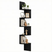 Artiss Wall Shelf Bookshelf Corner Floating 5-Tier Black FURNI-WALL-COR-BK
