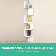 Artiss Wall Shelf Corner Floating 5-Tier White FURNI-WALL-COR-WH