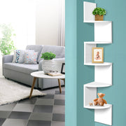 Artiss Wall Shelf Corner Floating 5-Tier White FURNI-WALL-COR-WH