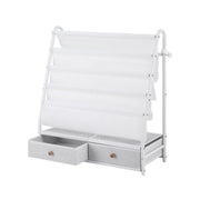 Keezi Kids Bookshelf Metal Storage Rack Toy Organiser Display Shelf Drawer White FURNI-Z-BOOK-MEDR-WH