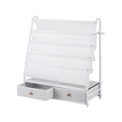 Keezi Kids Bookshelf Metal Storage Rack Toy Organiser Display Shelf Drawer White FURNI-Z-BOOK-MEDR-WH