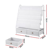 Keezi Kids Bookshelf Metal Storage Rack Toy Organiser Display Shelf Drawer White FURNI-Z-BOOK-MEDR-WH