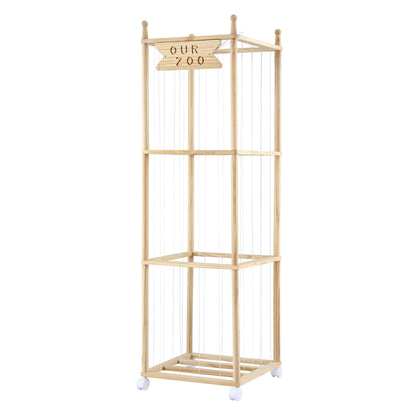 Keezi Stuffed Animal Storage Wooden Toy Holder with Wheels Soft Toy Storage Zoo Cage Stuffy Toy Storage FURNI-Z-TOYCAGE-3T-WD