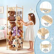 Keezi Stuffed Animal Storage Wooden Toy Holder with Wheels Soft Toy Storage Zoo Cage Stuffy Toy Storage FURNI-Z-TOYCAGE-3T-WD