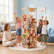 Keezi Stuffed Animal Storage Wooden Toy Holder with Wheels Soft Toy Storage Zoo Cage Stuffy Toy Storage FURNI-Z-TOYCAGE-3T-WD