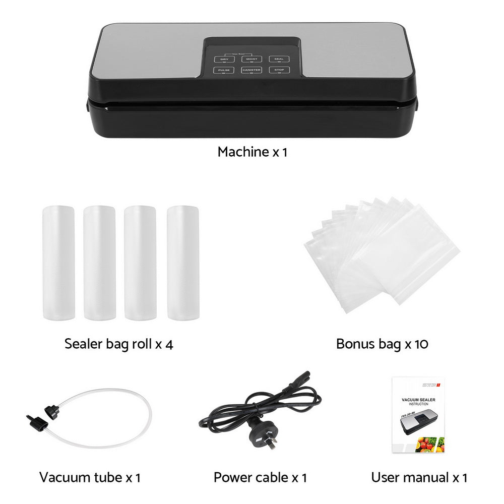 Devanti Food Vacuum Sealer Machine Auto Seal Cutter 5 Modes Storage Bags 4 Rolls FVS-30-BAG-20X2