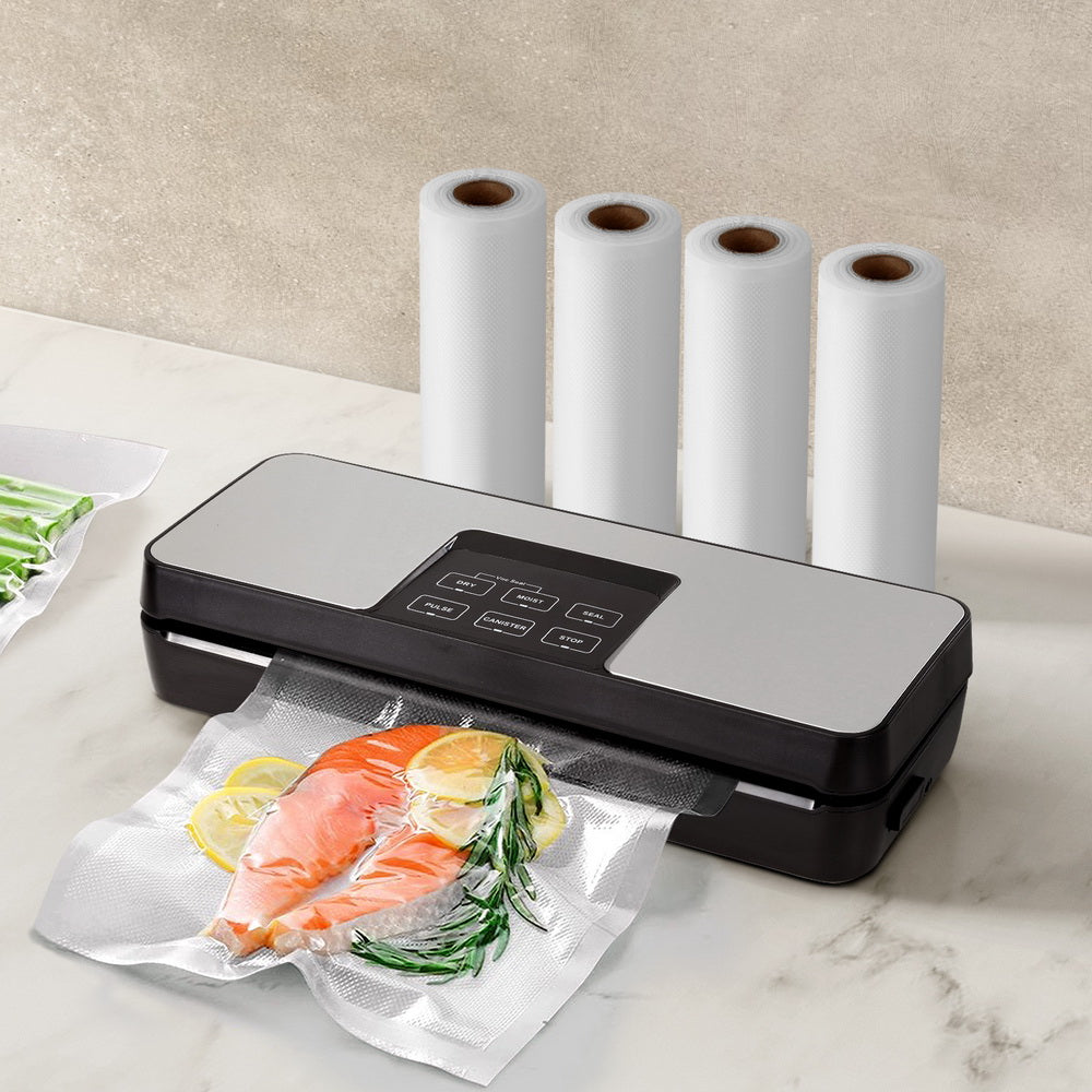 Devanti Food Vacuum Sealer Machine Auto Seal Cutter 5 Modes Storage Bags 4 Rolls FVS-30-BAG-20X2