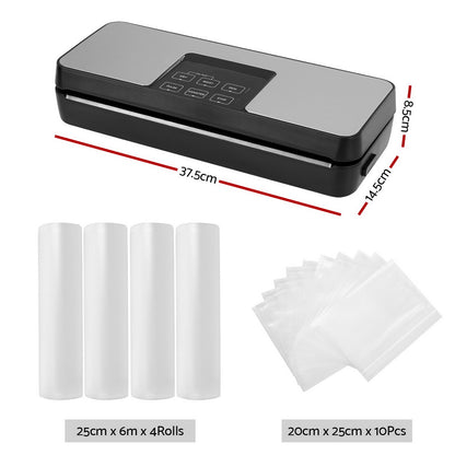 Devanti Food Vacuum Sealer Machine Auto Seal Cutter 5 Modes Storage Bags 4 Rolls FVS-30-BAG-25X2