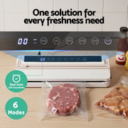 Devanti Food Vacuum Sealer Machine Fresh Storage Auto Seal Slide Cutter 6 Modes White FVS-30-WH