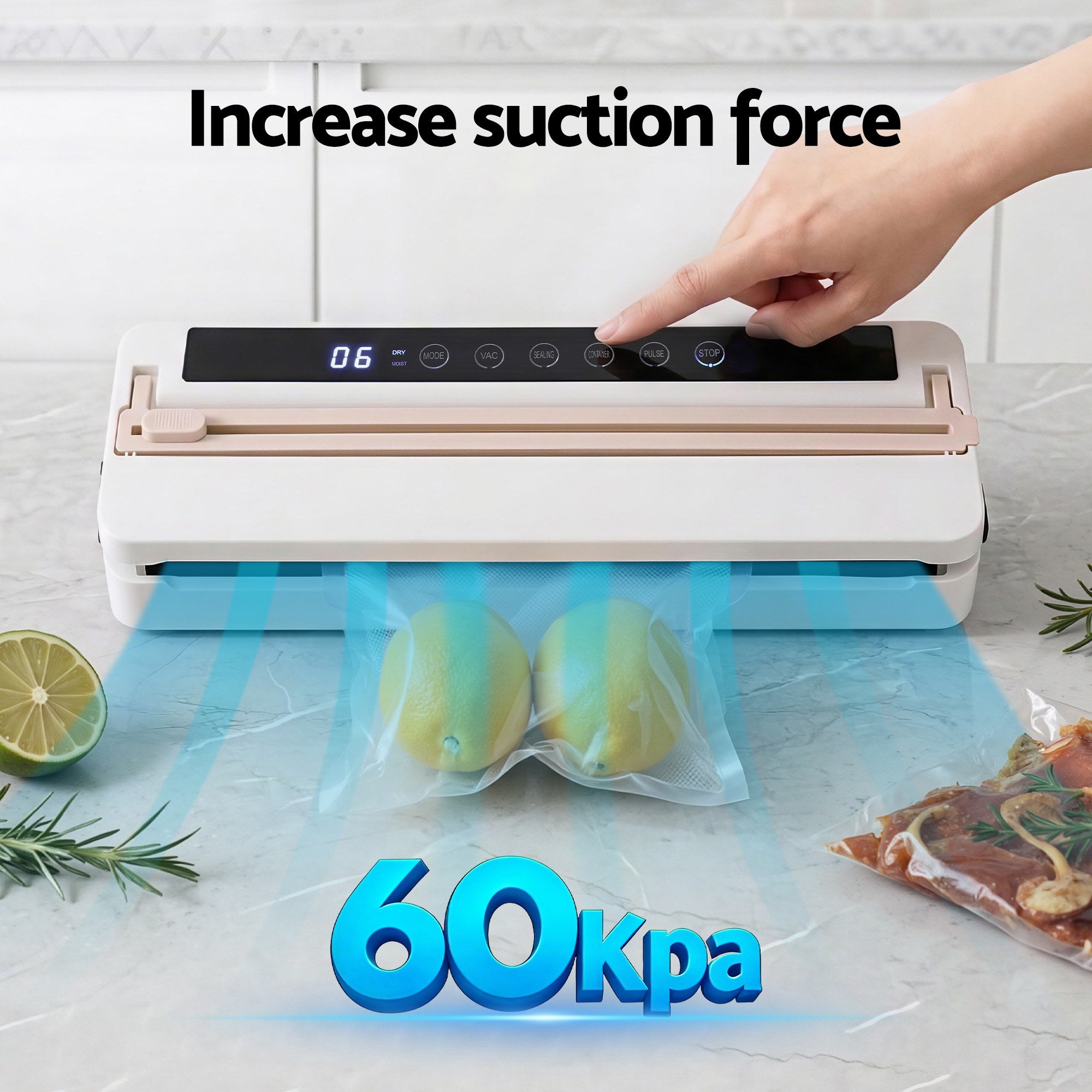 Devanti Food Vacuum Sealer Machine Fresh Storage Auto Seal Slide Cutter 6 Modes White FVS-30-WH