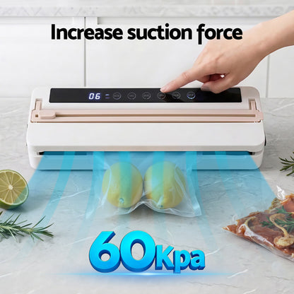 Devanti Food Vacuum Sealer Machine Fresh Storage Auto Seal Slide Cutter 6 Modes White FVS-30-WH