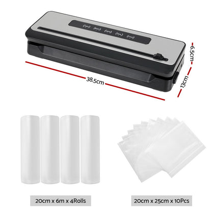 Devanti Food Vacuum Sealer Machine Sealing Cutter 5 Modes Storage Bags 4 Rolls FVS-32-BAG-20X2