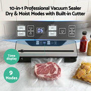 Devanti Food Vacuum Sealer Machine Auto Seal Slide Cutter 9 Modes Marinate Black FVS-32-PKL-BK