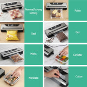 Devanti Food Vacuum Sealer Machine Auto Seal Slide Cutter 9 Modes Marinate Black FVS-32-PKL-BK