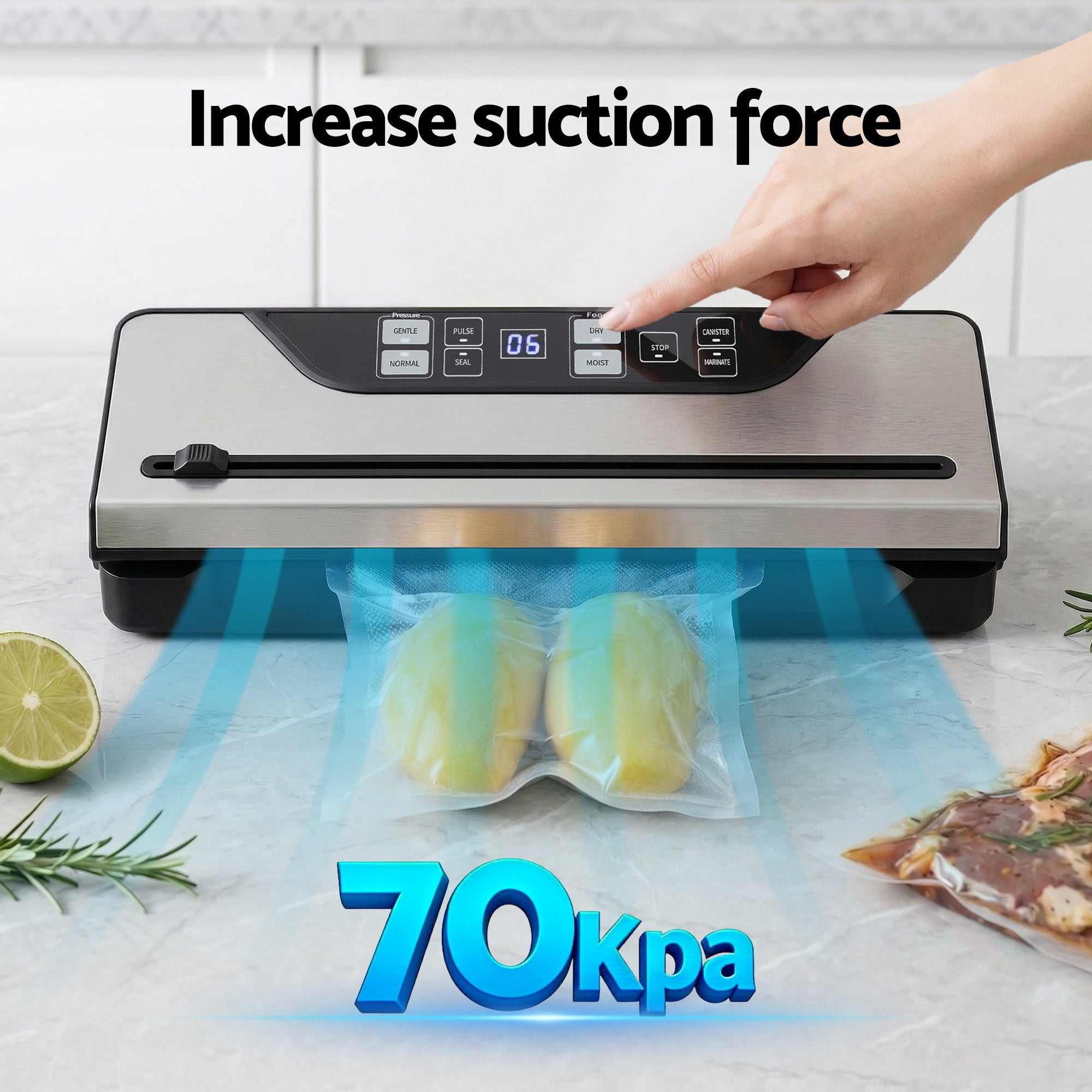 Devanti Food Vacuum Sealer Machine Auto Seal Slide Cutter 9 Modes Marinate Black FVS-32-PKL-BK