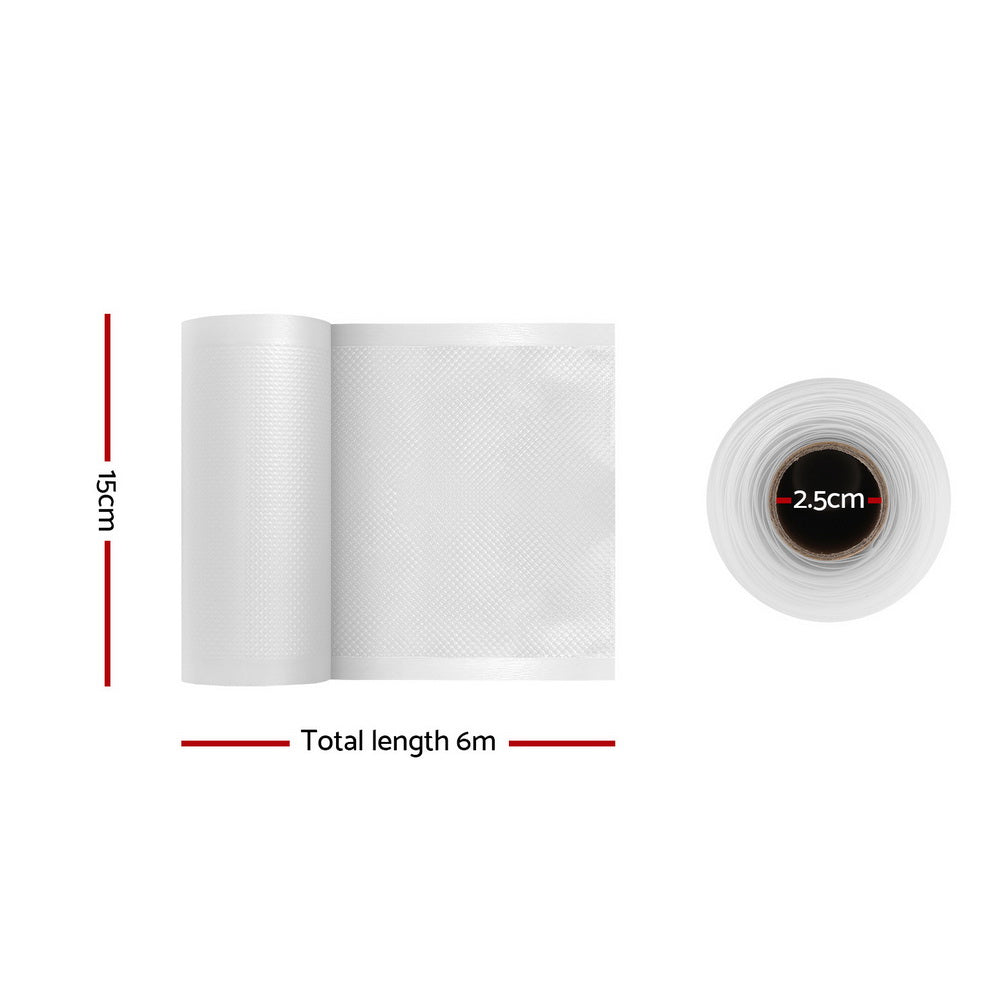 4 Rolls Food Vacuum Sealer Bags Storage Saver Heat Sealing Bag Pack 15CMX6M FVS-BAG-15-TPX2