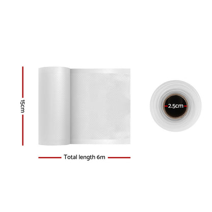 4 Rolls Food Vacuum Sealer Bags Storage Saver Heat Sealing Bag Pack 15CMX6M FVS-BAG-15-TPX2
