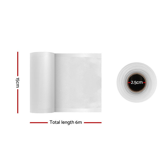 4 Rolls Food Vacuum Sealer Bags Storage Saver Heat Sealing Bag Pack 15CMX6M FVS-BAG-15-TPX2