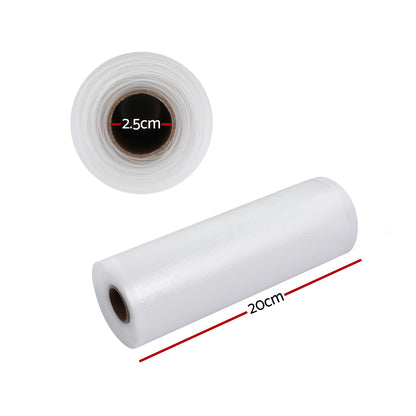 2 Rolls Food Vacuum Sealer Bags Storage Saver Heat Sealing Bag Pack 20CMX6M FVS-BAG-20-TP