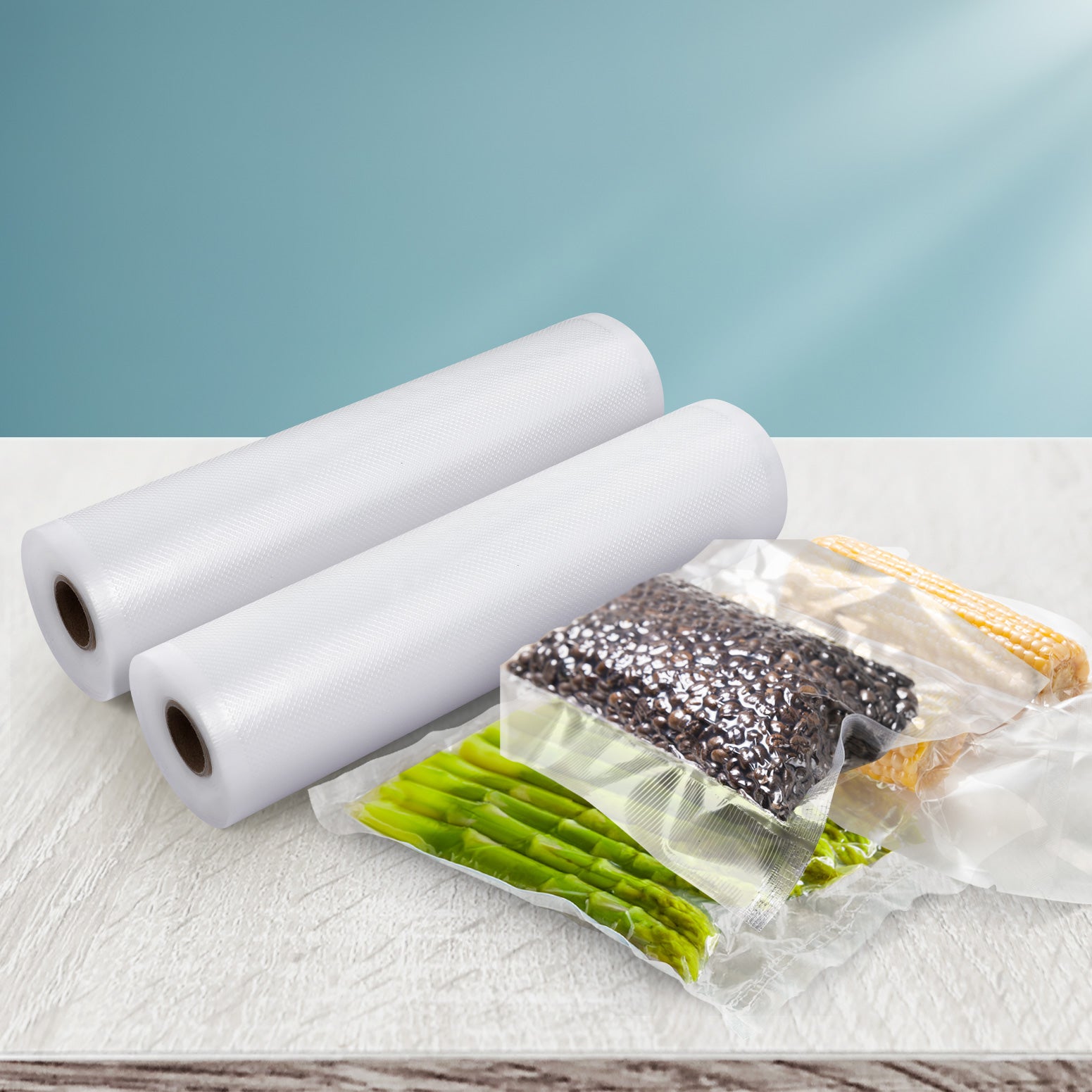 2 Rolls Food Vacuum Sealer Bags Storage Saver Heat Sealing Bag Pack 25CMX6M FVS-BAG-25-TP