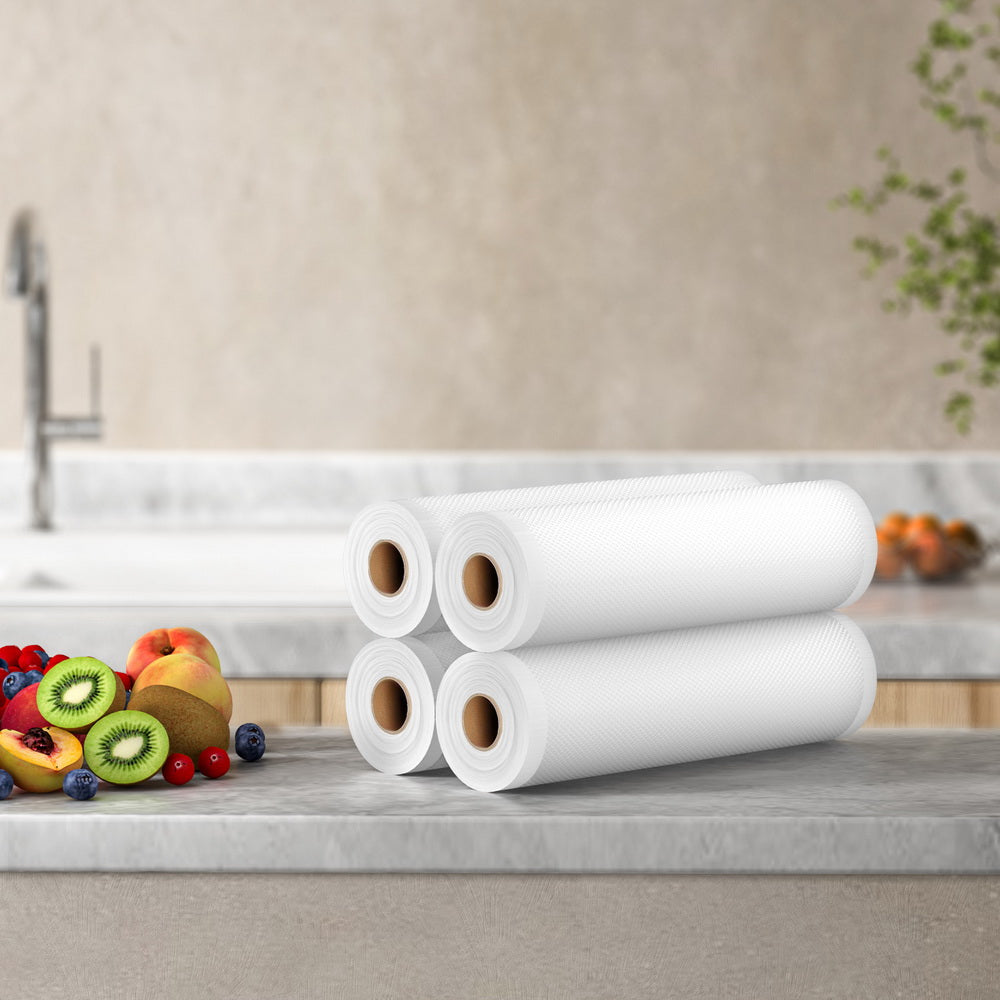 4 Rolls Food Vacuum Sealer Bags Storage Saver Heat Sealing Bag Pack 25CMX6M FVS-BAG-25-TPX2