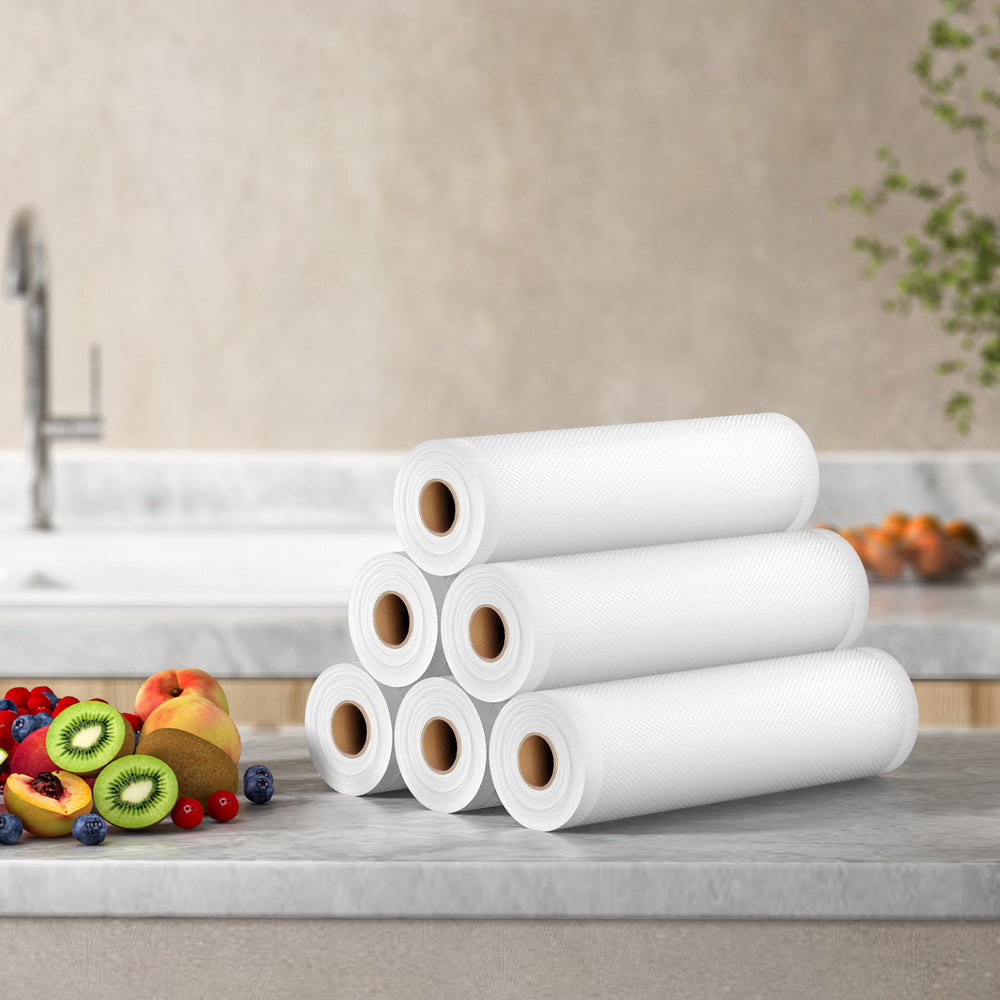 6 Rolls Food Vacuum Sealer Bags Storage Saver Heat Sealing Bag Pack 25CMX6M FVS-BAG-25-TPX3
