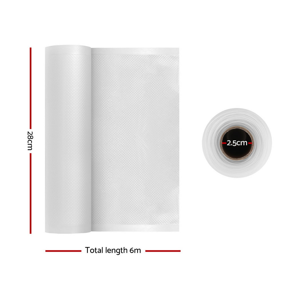 4 Rolls Food Vacuum Sealer Bags Storage Saver Heat Sealing Bag Pack 28CMX6M FVS-BAG-28-TPX2