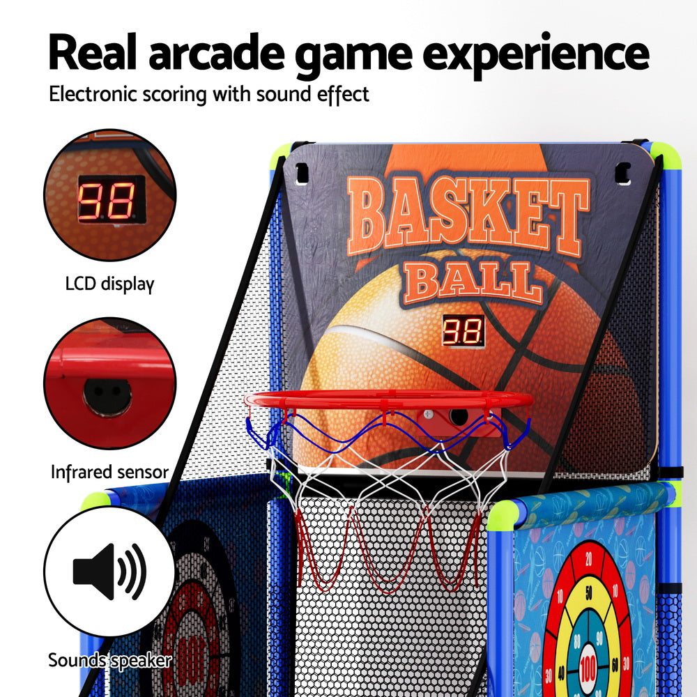 Basketball Arcade Game Electronic Scorer 3 Games Adjustable Kids Blue GAME-BAS-160-BL