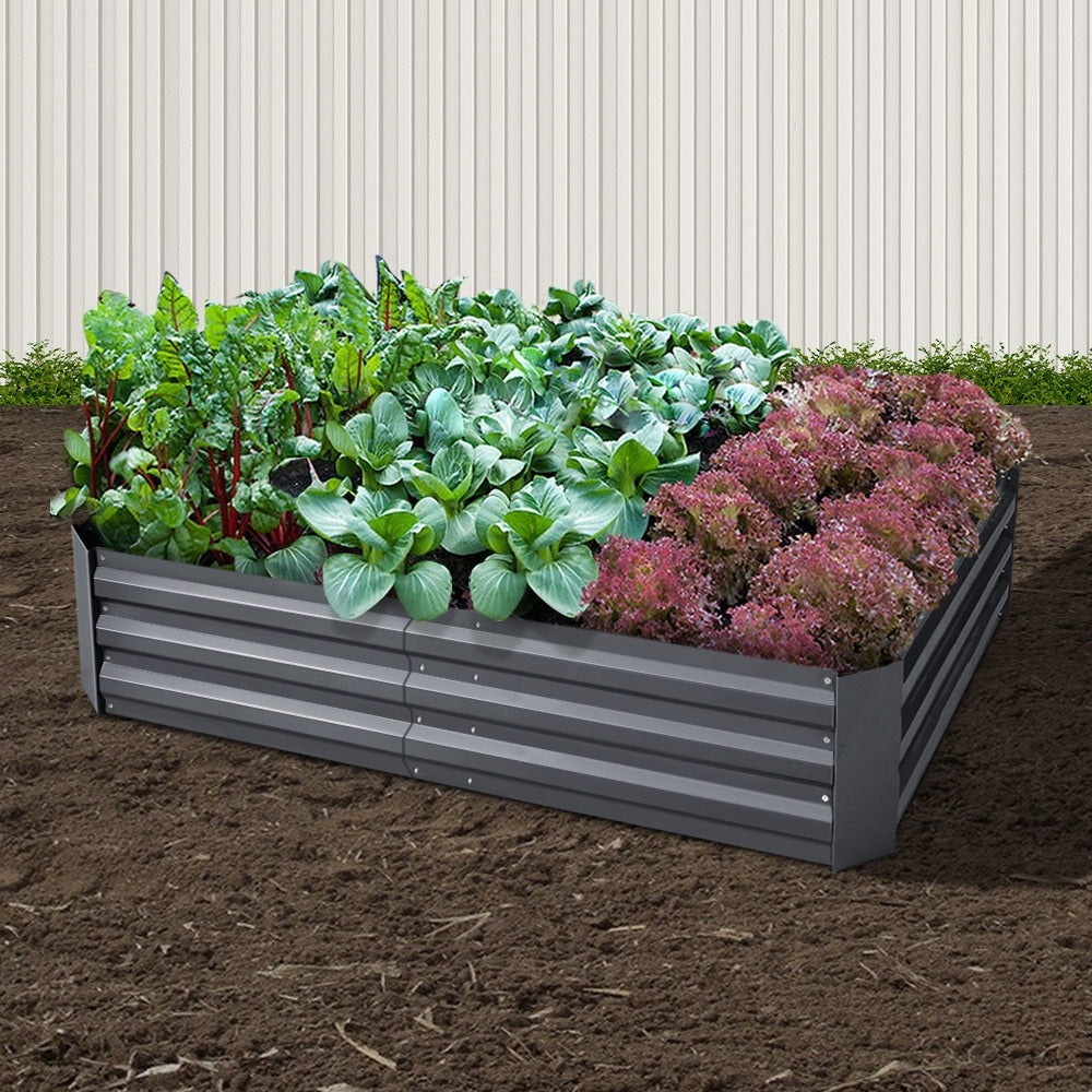 Green Fingers Garden Bed 150x90cm Planter Box Raised Container Galvanised Steel GARDEN-15090-ALUMGR