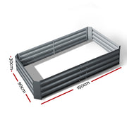 Green Fingers Garden Bed 150x90cm Planter Box Raised Container Galvanised Steel GARDEN-15090-ALUMGR