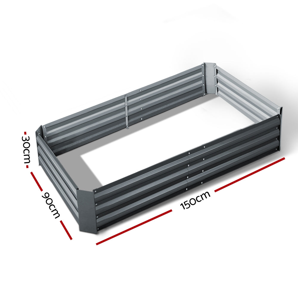 Green Fingers Garden Bed 150x90cm Planter Box Raised Container Galvanised Steel GARDEN-15090-ALUMGR