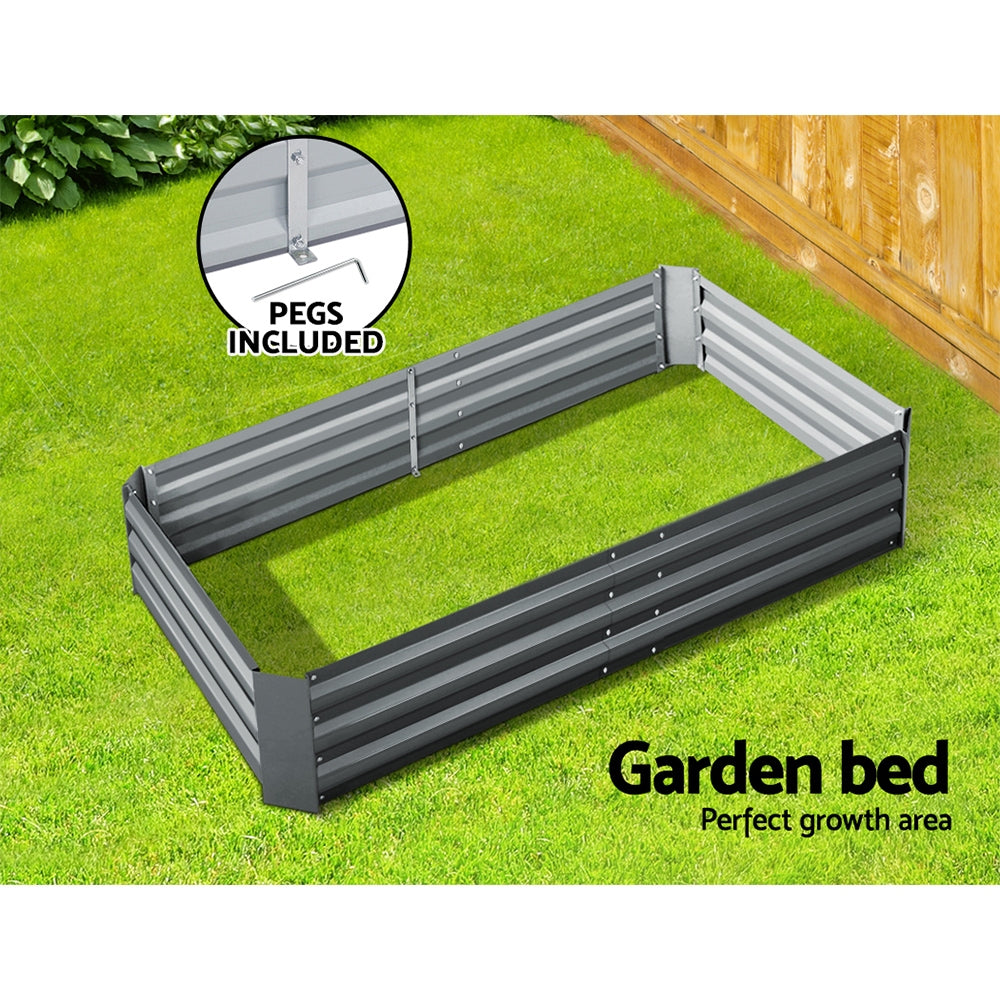 Green Fingers Garden Bed 150x90cm Planter Box Raised Container Galvanised Steel GARDEN-15090-ALUMGR