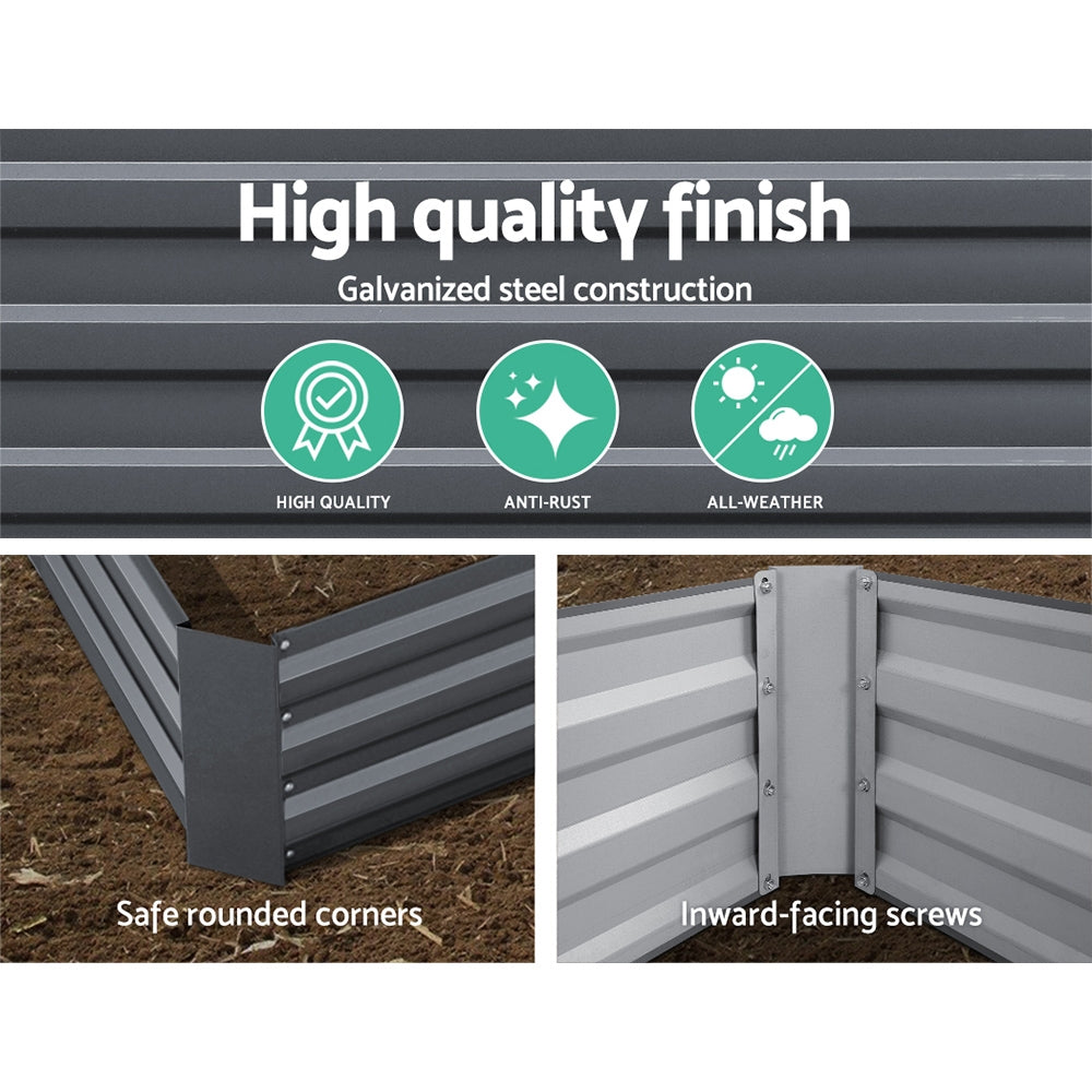 Green Fingers Garden Bed 150x90cm Planter Box Raised Container Galvanised Steel GARDEN-15090-ALUMGR