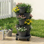 Green Fingers 5 Tier Vertical Garden Planter, Stackable Planters with 4 Wheels, Black, Raised Garden Bed, GARDEN-5T-DGY