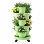 Green Fingers 5 Tier Vertical Garden Planter, Stackable Planters with Wheels, Light Green, Garden Bed, Garden GARDEN-5T-LGR