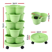 Green Fingers 5 Tier Vertical Garden Planter, Stackable Planters with Wheels, Light Green, Garden Bed, Garden GARDEN-5T-LGR