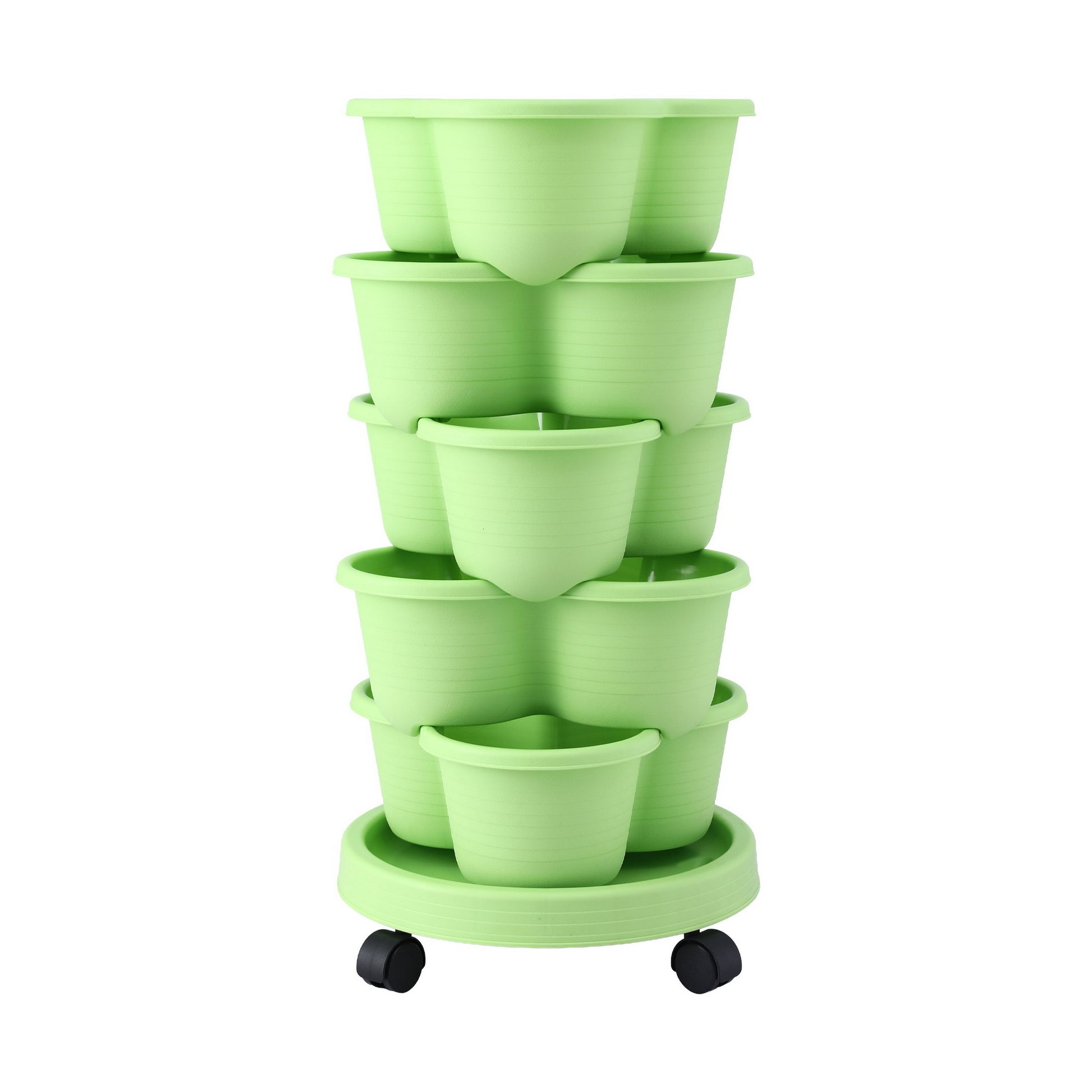 Green Fingers 5 Tier Vertical Garden Planter, Stackable Planters with Wheels, Light Green, Garden Bed, Garden GARDEN-5T-LGR