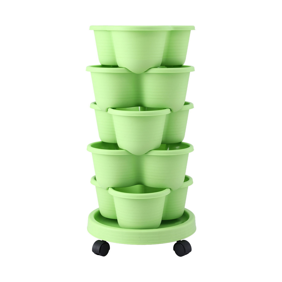 Green Fingers 5 Tier Vertical Garden Planter, Stackable Planters with Wheels, Light Green, Garden Bed, Garden GARDEN-5T-LGR