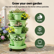Green Fingers 5 Tier Vertical Garden Planter, Stackable Planters with Wheels, Light Green, Garden Bed, Garden GARDEN-5T-LGR
