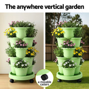 Green Fingers 5 Tier Vertical Garden Planter, Stackable Planters with Wheels, Light Green, Garden Bed, Garden GARDEN-5T-LGR