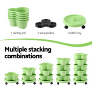 Green Fingers 5 Tier Vertical Garden Planter, Stackable Planters with Wheels, Light Green, Garden Bed, Garden GARDEN-5T-LGR