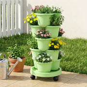 Green Fingers 5 Tier Vertical Garden Planter, Stackable Planters with Wheels, Light Green, Garden Bed, Garden GARDEN-5T-LGR