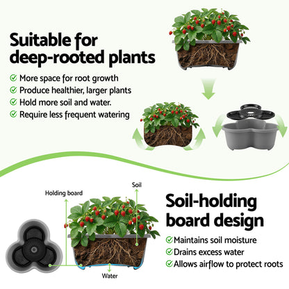 Green Fingers 5 Tier Vertical Garden Planter, Stackable Planters with 4 Wheels, Grey, Raised Garden Bed, GARDEN-5T-LGY