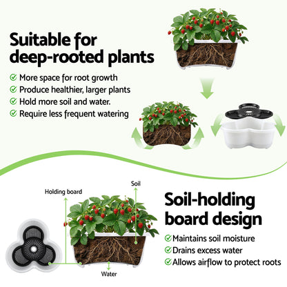 Green Fingers 5 Tier Vertical Garden Planter, Stackable Planters with Wheels, White, Garden Bed, Garden Tower GARDEN-5T-WH