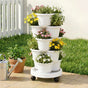 Green Fingers 5 Tier Vertical Garden Planter, Stackable Planters with Wheels, White, Garden Bed, Garden Tower GARDEN-5T-WH