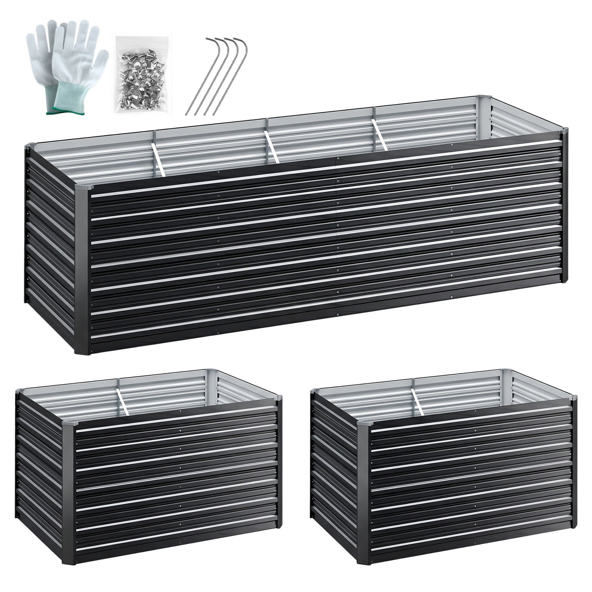 Green Fingers 2-in-1 Raised Garden Bed Kit, 240cm/120cm| 77cm Extra Deep Ergonomic Planter Box | Protect Your GARDEN-77-120-AG-FC2