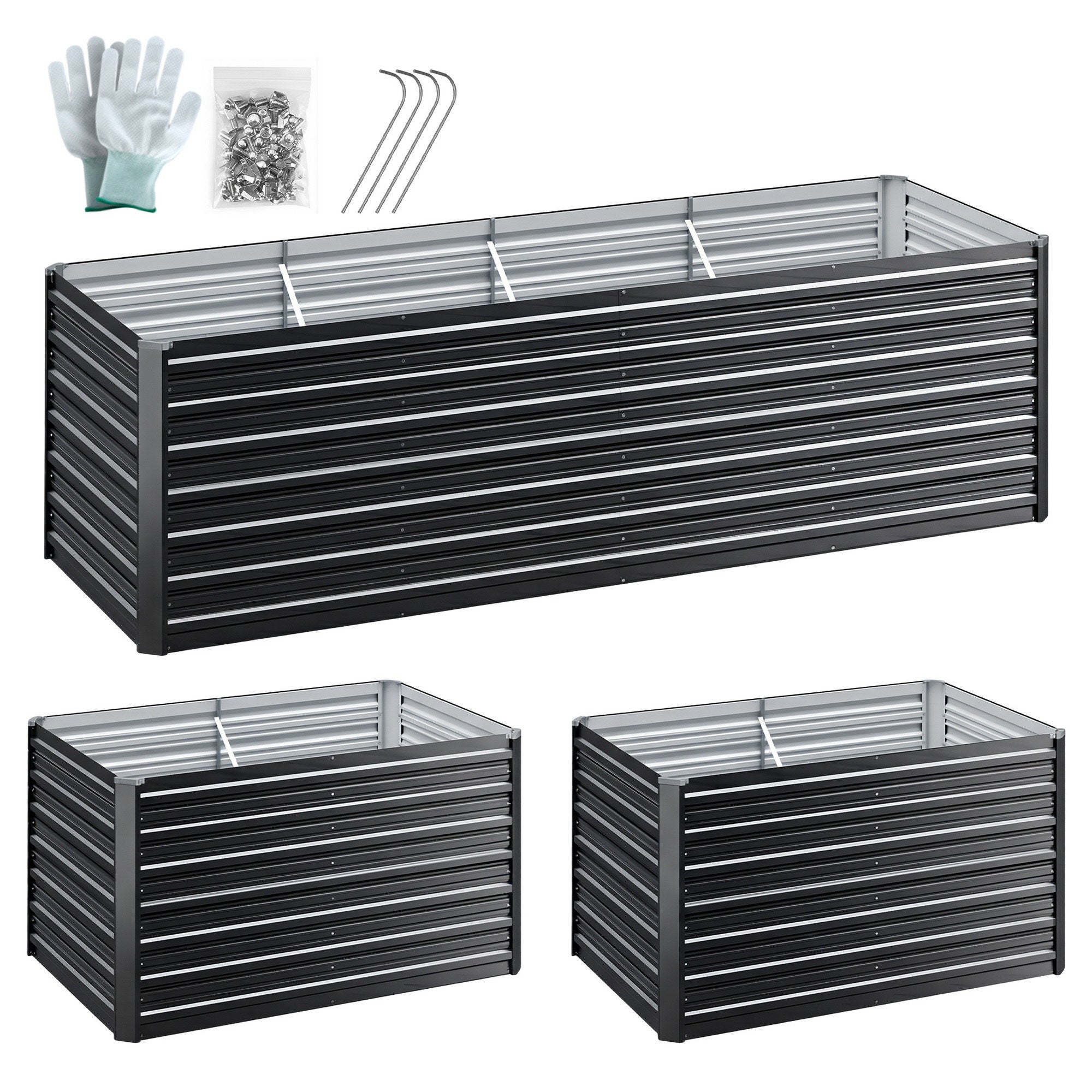 Green Fingers 2-in-1 Raised Garden Bed Kit, 240cm/120cm| 77cm Extra Deep Ergonomic Planter Box | Protect Your GARDEN-77-120-AG-FC2