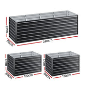 Green Fingers 2-in-1 Raised Garden Bed Kit, 240cm/120cm| 77cm Extra Deep Ergonomic Planter Box | Protect Your GARDEN-77-120-AG-FC2