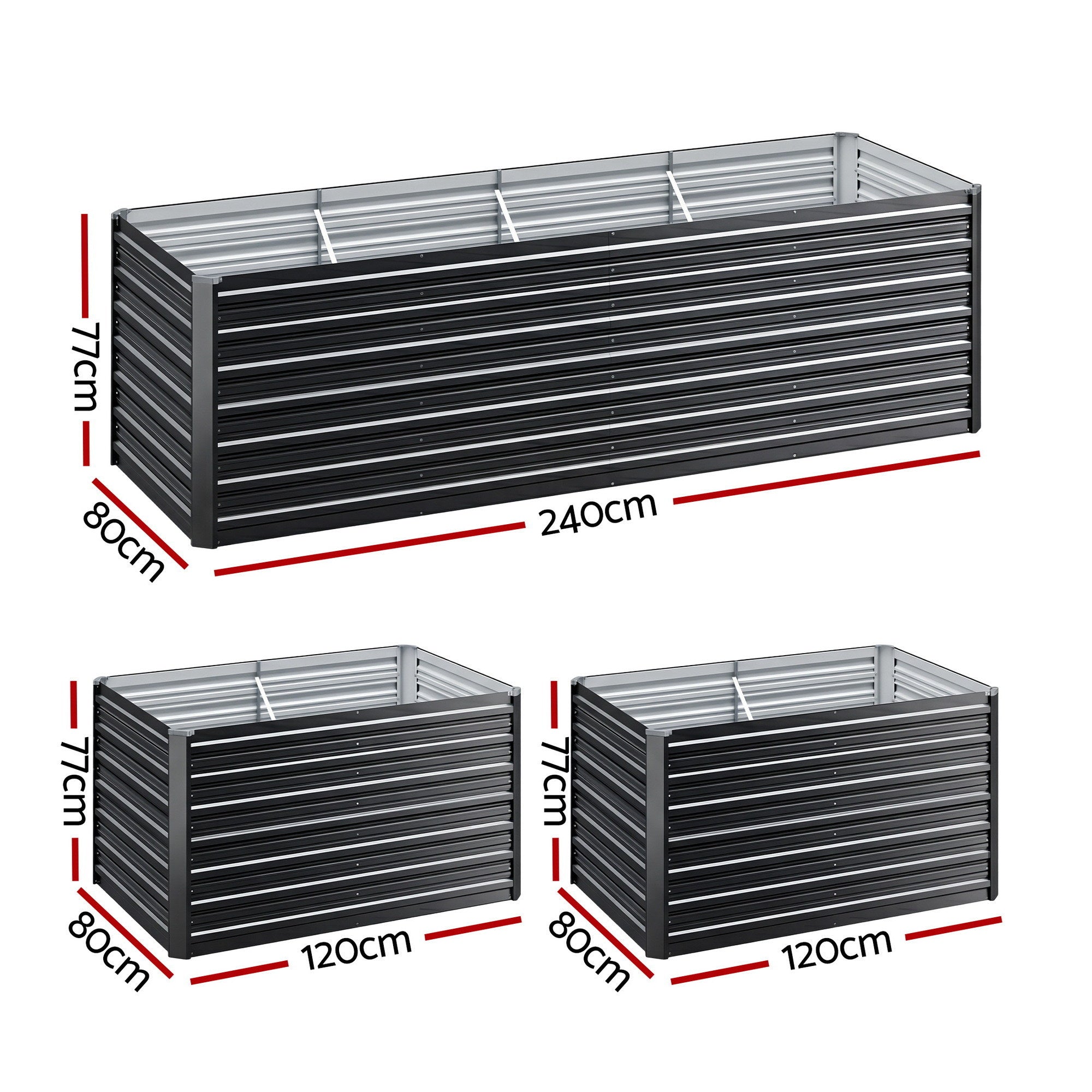 Green Fingers 2-in-1 Raised Garden Bed Kit, 240cm/120cm| 77cm Extra Deep Ergonomic Planter Box | Protect Your GARDEN-77-120-AG-FC2