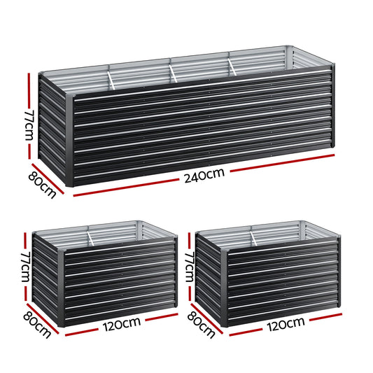 Green Fingers 2-in-1 Raised Garden Bed Kit, 240cm/120cm| 77cm Extra Deep Ergonomic Planter Box | Protect Your GARDEN-77-120-AG-FC2